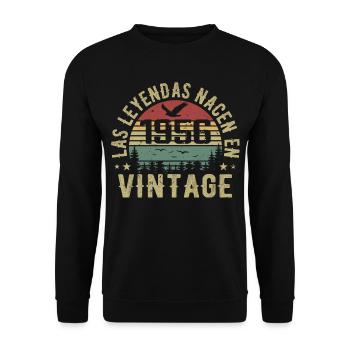 Legenden werden geboren 1956 Geburtstagsgeschenk 1956 - Unisex Pullover - Schwarz - Vorne - Alina (178cm) & Michal (187cm)
