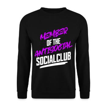 Member Antisocial Introvertiert Spruch - Unisex Pullover - Schwarz - Vorne - Alina (178cm) & Michal (187cm)