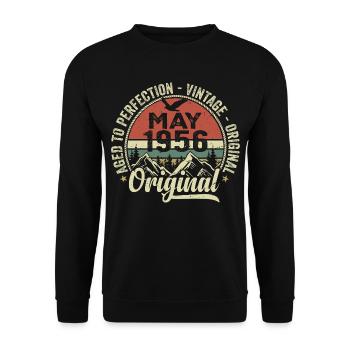 May 1956 Birthday May 1956 May 1956 - Unisex Sweatshirt - black - Front - Alina (178cm) & Michal (187cm)