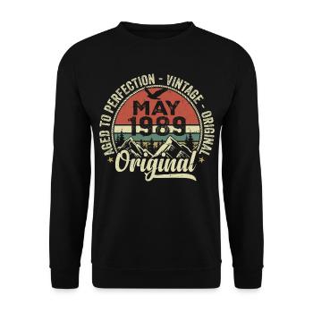 May 1989 Birthday May 1989 May 1989 - Unisex Sweatshirt - black - Front - Alina (178cm) & Michal (187cm)