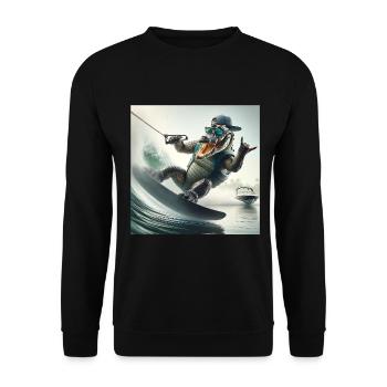 Coole Crocodile Wassersport Stil - Unisex Pullover - Schwarz - Vorne - Alina (178cm) & Michal (187cm)
