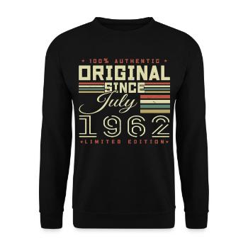 Juli 1962 Geburtstag Juli 1962 Juli 1962 - Unisex Pullover - Schwarz - Vorne - Alina (178cm) & Michal (187cm)