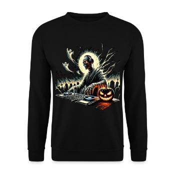 Crâne de DJ d’Halloween avec citrouille - Sweat-shirt Unisexe - noir - Devant - Alina (178cm) & Michal (187cm)