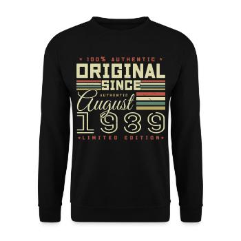 Août 1989 Retro Août 1989 Août 1989 Anniversaire - Sweat-shirt Unisexe - noir - Devant - Alina (178cm) & Michal (187cm)