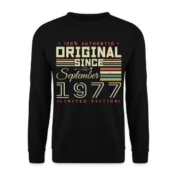 September 1977 September 48th Anniversary Limited Edition - Unisex Sweatshirt - black - Front - Alina (178cm) & Michal (187cm)