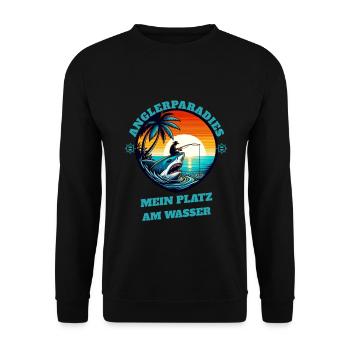 Fishing paradise sunset - Unisex Sweatshirt - black - Front - Alina (178cm) & Michal (187cm)