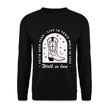 Christian quotes walk in love grace faith country - Unisex Sweatshirt - black - Front - Alina (178cm) & Michal (187cm)