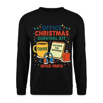 Office Christmas Party Survival Kit - Unisex Sweatshirt - black - Front - Alina (178cm) & Michal (187cm)