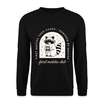 Matcha Club lustiger Tee wilde Waschbär Liebhaber - Unisex Pullover - Schwarz - Vorne - Alina (178cm) & Michal (187cm)