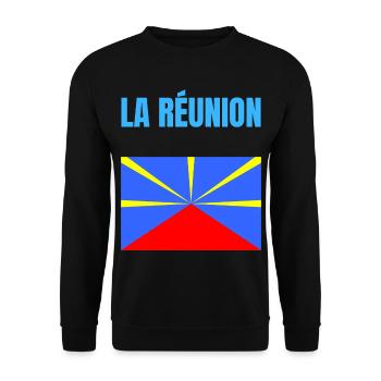 T-shirt drapeau La Réunion volcan - Sweat-shirt Unisexe - noir - Devant - Alina (178cm) & Michal (187cm)