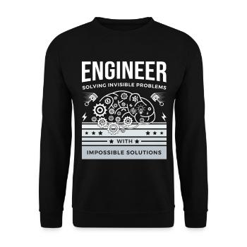 ENGINEER – Solving Invisible Problems T-Shirt - Unisex Sweatshirt - black - Front - Alina (178cm) & Michal (187cm)