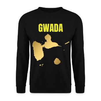 GWADA Golden Map West Indies T-shirt - Unisex Sweatshirt - black - Front - Alina (178cm) & Michal (187cm)