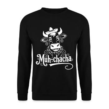 Vache Moo-ChaCha avec des fioritures - Sweat-shirt Unisexe - noir - Devant - Alina (178cm) & Michal (187cm)