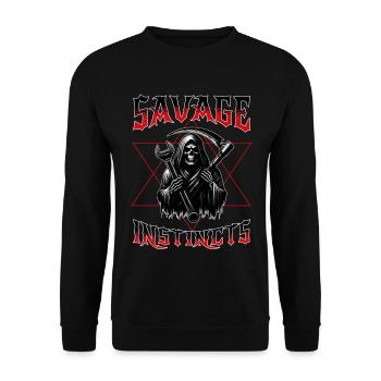 Motorcyclist Biker Mechanic Bobber Chopper - Unisex Sweatshirt - black - Front - Alina (178cm) & Michal (187cm)