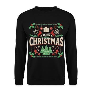 Merry Christmas Retro Typo ugly style - Unisex Sweatshirt - black - Front - Alina (178cm) & Michal (187cm)