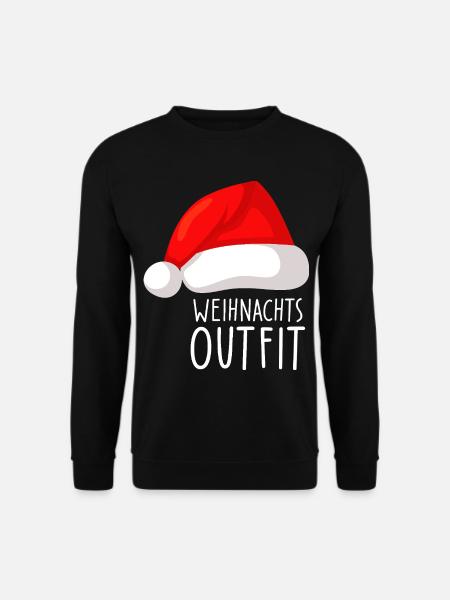 Weihnachtsoutfit mit Nikolaus-Mütze , Weihnachts - Unisex Pullover - Schwarz
