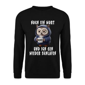 Tired owl humor saying for morning grouch coffee - Unisex Sweatshirt - black - Front - Alina (178cm) & Michal (187cm)