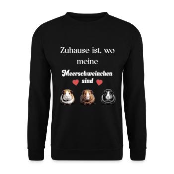 La maison, c’est là où se trouvent les cochons d’Inde - Sweat-shirt Unisexe - noir - Devant - Alina (178cm) & Michal (187cm)