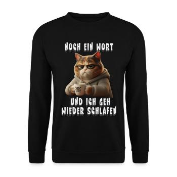 Chat fatigué avec café et humour de sommeil - Sweat-shirt Unisexe - noir - Devant - Alina (178cm) & Michal (187cm)