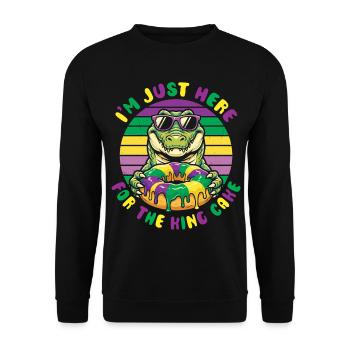 King Cake Mardi Gras Aligator - Unisex Pullover - Schwarz - Vorne - Alina (178cm) & Michal (187cm)