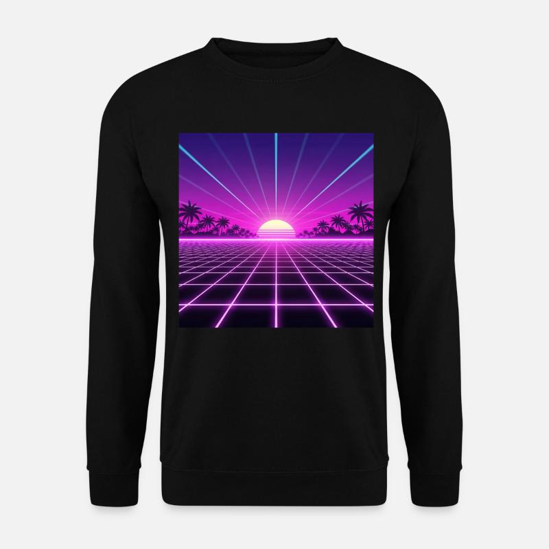 Sunset Neon Retrogrid back to 90s - Unisex Sweatshirt - black