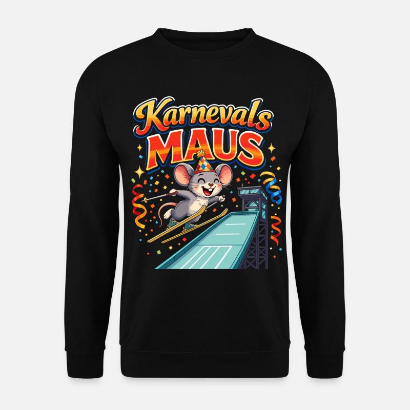 Carnival Mouse Ski Jumping Funny - Unisex Sweatshirt - black
