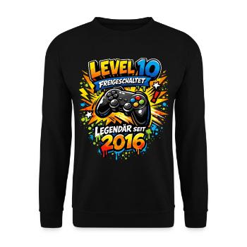 Niveau 10 Complet 2016 Anniversaire Jeune Gamer Gesc - Sweat-shirt Unisexe - noir - Devant - Alina (178cm) & Michal (187cm)