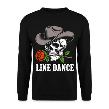 Western Skull Rose Hat Line Dance - Unisex Sweatshirt - black - Front - Alina (178cm) & Michal (187cm)
