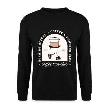 Funny coffee and running lovers run club - Unisex Sweatshirt - black - Front - Alina (178cm) & Michal (187cm)