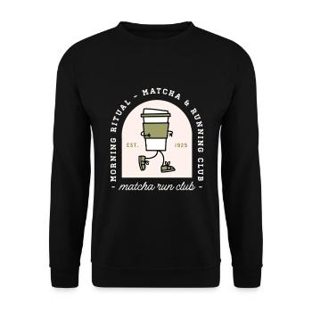 Matcha and running lovers run club funny runner - Unisex Sweatshirt - black - Front - Alina (178cm) & Michal (187cm)