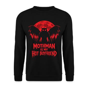 Mothman ist mein heißer Freund Kryptid - Unisex Pullover - Schwarz - Vorne - Alina (178cm) & Michal (187cm)