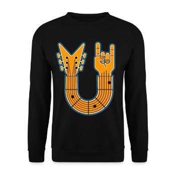 Guitare en U & Rock Hand - Sweat-shirt Unisexe - noir - Devant - Alina (178cm) & Michal (187cm)