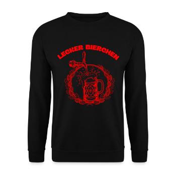 Lustiges Bier Geschenk – „Lecker Bierchen“ - Unisex Pullover - Schwarz - Vorne - Alina (178cm) & Michal (187cm)