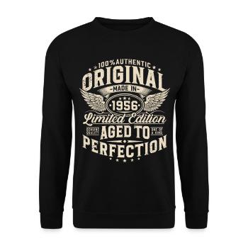 Cadeau d’anniversaire vintage 1956 - Sweat-shirt Unisexe - noir - Devant - Alina (178cm) & Michal (187cm)