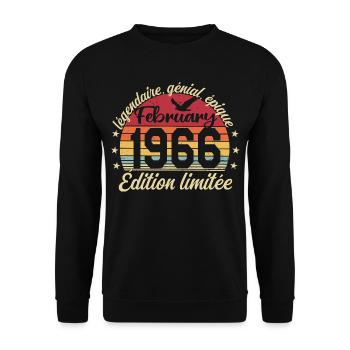 February 1966 Birthday February 1966 Retro 1966 - Unisex Sweatshirt - black - Front - Alina (178cm) & Michal (187cm)