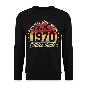 February 1970 Birthday February 1970 Retro 1970 - Unisex Sweatshirt - black - Front - Alina (178cm) & Michal (187cm)