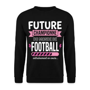 Future Champion Football Footballer - Unisex Sweatshirt - black - Front - Alina (178cm) & Michal (187cm)