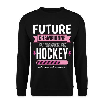 Future Championne De Hockey Hockeyeuse - Sweat-shirt Unisexe - noir - Devant - Alina (178cm) & Michal (187cm)