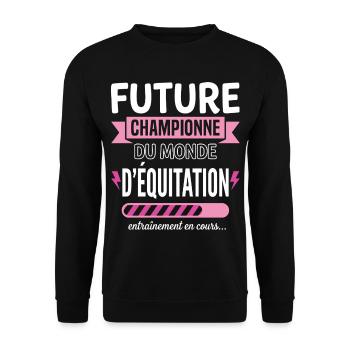 Future Championne Équitation Cavalière - Sweat-shirt Unisexe - noir - Devant - Alina (178cm) & Michal (187cm)