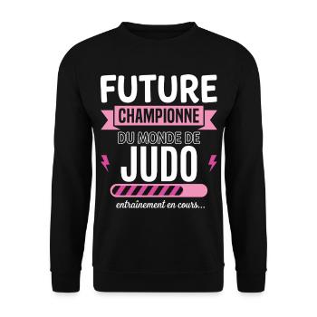 Zukünftiger Judo-Judoka-Champion - Unisex Pullover - Schwarz - Vorne - Alina (178cm) & Michal (187cm)