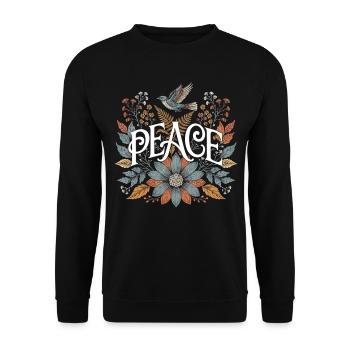 Peace Natur Symbol für Ruhe und Harmonie Liebhaber - Unisex Pullover - Schwarz - Vorne - Alina (178cm) & Michal (187cm)
