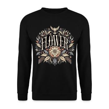 Vintage Flower Design Nature Fans Flower Lover - Unisex Sweatshirt - black - Front - Alina (178cm) & Michal (187cm)