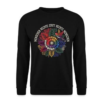 Menschenrechte statt rechte Menschen  - Unisex Pullover - Schwarz - Vorne - Alina (178cm) & Michal (187cm)
