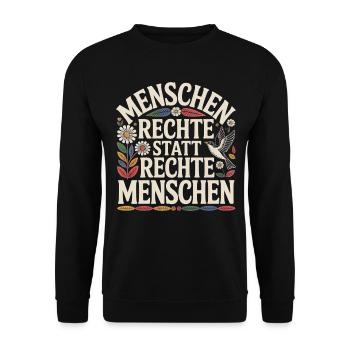Demokratie Statement gegen Rechts Shirt Sticker - Unisex Pullover - Schwarz - Vorne - Alina (178cm) & Michal (187cm)