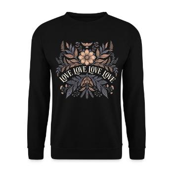 Love Love Love Gift for Romantics Flower Fans - Unisex Sweatshirt - black - Front - Alina (178cm) & Michal (187cm)