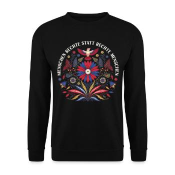 Menschenrechte statt rechte Menschen Shirt Hoddie - Unisex Pullover - Schwarz - Vorne - Alina (178cm) & Michal (187cm)