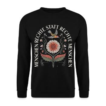 Menschenrechte statt rechte Menschen Demokratie - Unisex Pullover - Schwarz - Vorne - Alina (178cm) & Michal (187cm)