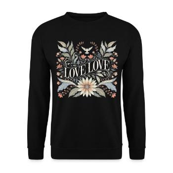 Love Love Floral Romantic Shirt Vintage Flower - Unisex Pullover - Schwarz - Vorne - Alina (178cm) & Michal (187cm)