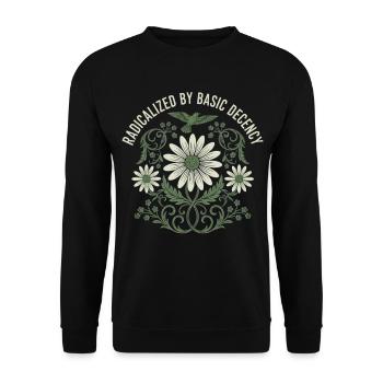 Radicalized by Basic Decency Vintage Flower Shirt - Unisex Sweatshirt - black - Front - Alina (178cm) & Michal (187cm)