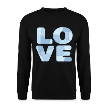 Motif d’amour en patchwork bleu pour enfants et bébés - Sweat-shirt Unisexe - noir - Devant - Alina (178cm) & Michal (187cm)